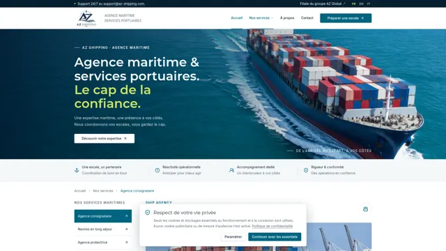 Aperçu du site web AZ Shipping